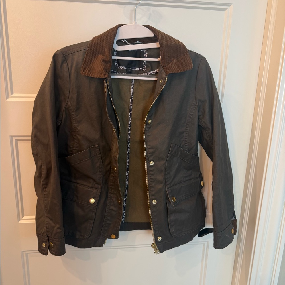 J. Crew Barn Jacket with Corduroy Collar and Liberty Floral Print